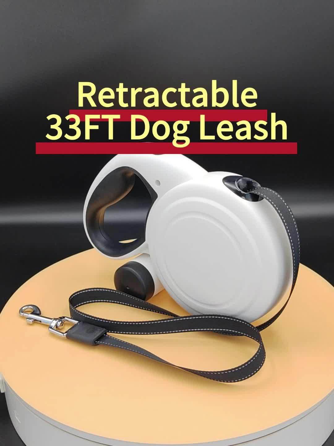 33ft Retractable Dog Leash with Reflective Strips, 360° Tangle-Free, One-Button Control & Sturdiness Nylon Material, Long Leash Retractable with Poop Bag Holder for Medium Large Dogs - Image 11