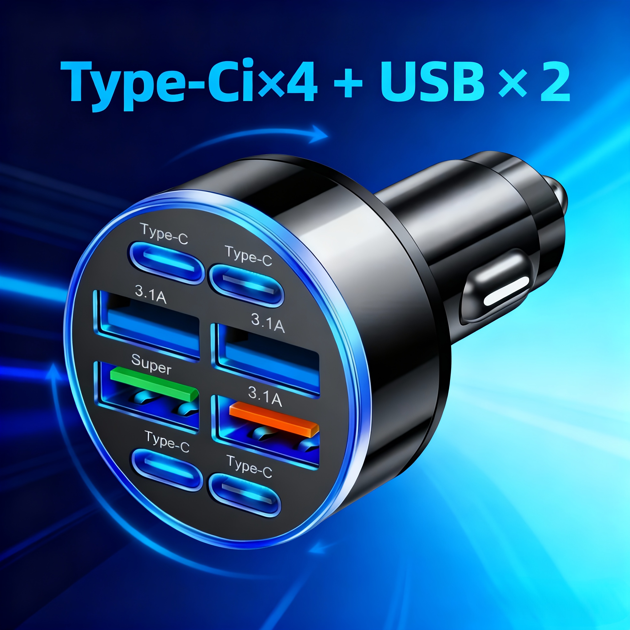 8-in-1 Phone Charger with QC3.0 Fast Charging, PD+USB Dual Output, LED Indicator Lights, Compact and Portable, Ideal for Home and Vehicle Use, Vehicle Charging Station | Modern Charging Station | Compact Charger - Image 6