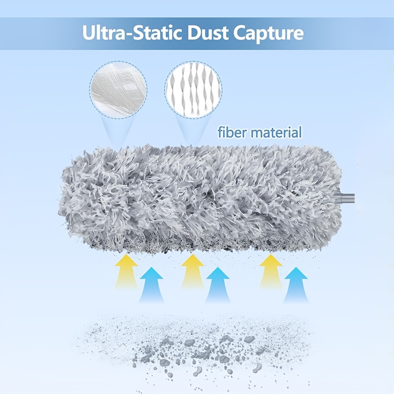 Extendable Microfiber Duster Featuring a Telescopic Pole Available in Lengths of 57, 96, Or 116 Inches, Equipped with a Flexible Head, Ideal for Manually Cleaning High Ceiling Fans, Blinds, Spider Webs, And Vehicles - Image 5