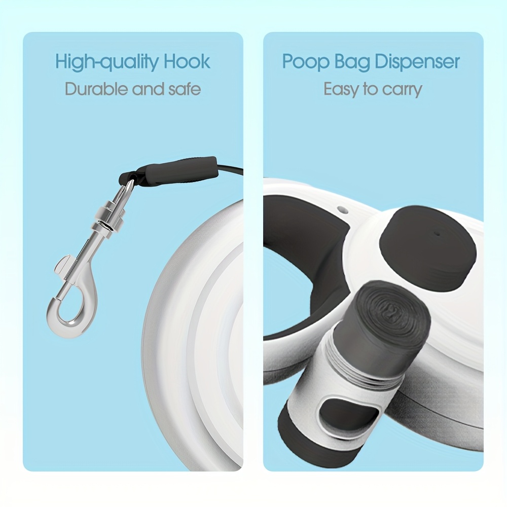 33ft Retractable Dog Leash with Reflective Strips, 360° Tangle-Free, One-Button Control & Sturdiness Nylon Material, Long Leash Retractable with Poop Bag Holder for Medium Large Dogs - Image 10