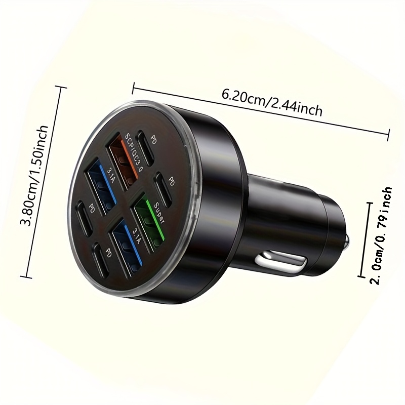 8-in-1 Phone Charger with QC3.0 Fast Charging, PD+USB Dual Output, LED Indicator Lights, Compact and Portable, Ideal for Home and Vehicle Use, Vehicle Charging Station | Modern Charging Station | Compact Charger - Image 2