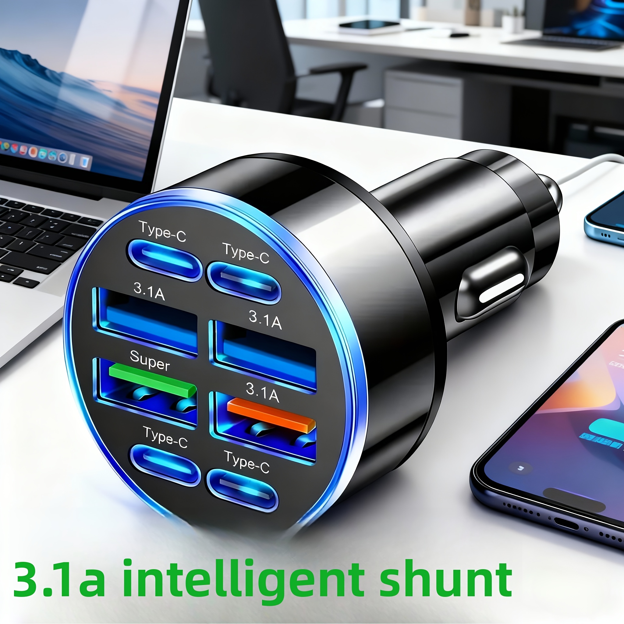 8-in-1 Phone Charger with QC3.0 Fast Charging, PD+USB Dual Output, LED Indicator Lights, Compact and Portable, Ideal for Home and Vehicle Use, Vehicle Charging Station | Modern Charging Station | Compact Charger - Image 5