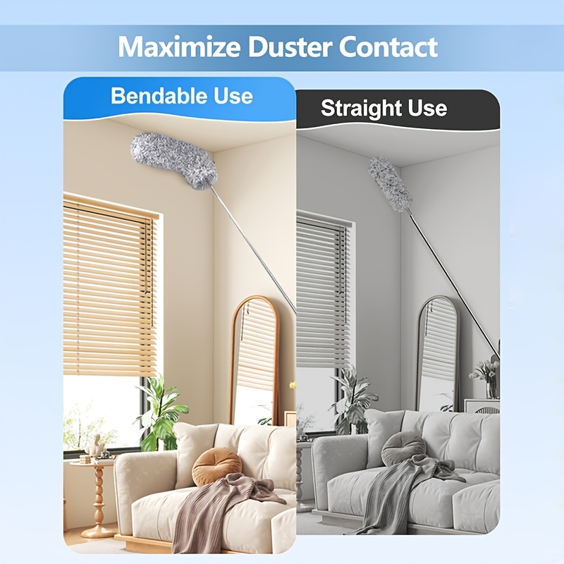 Extendable Microfiber Duster Featuring a Telescopic Pole Available in Lengths of 57, 96, Or 116 Inches, Equipped with a Flexible Head, Ideal for Manually Cleaning High Ceiling Fans, Blinds, Spider Webs, And Vehicles - Image 7