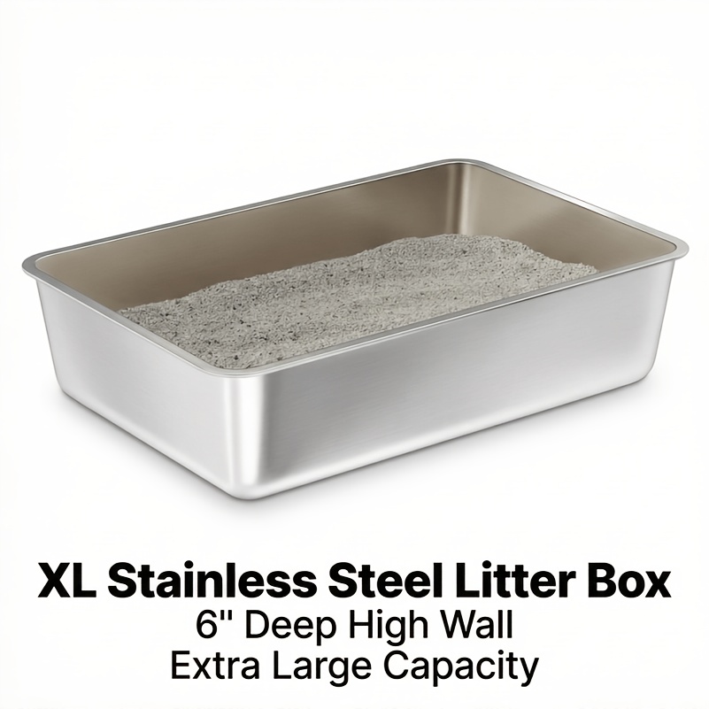Heavy Duty Large Stainless Steel Cat Litter Box, Rust-Proof, Easy to Clean, for Big Cats and Rabbits, Long-Lasting Durability - Image 4