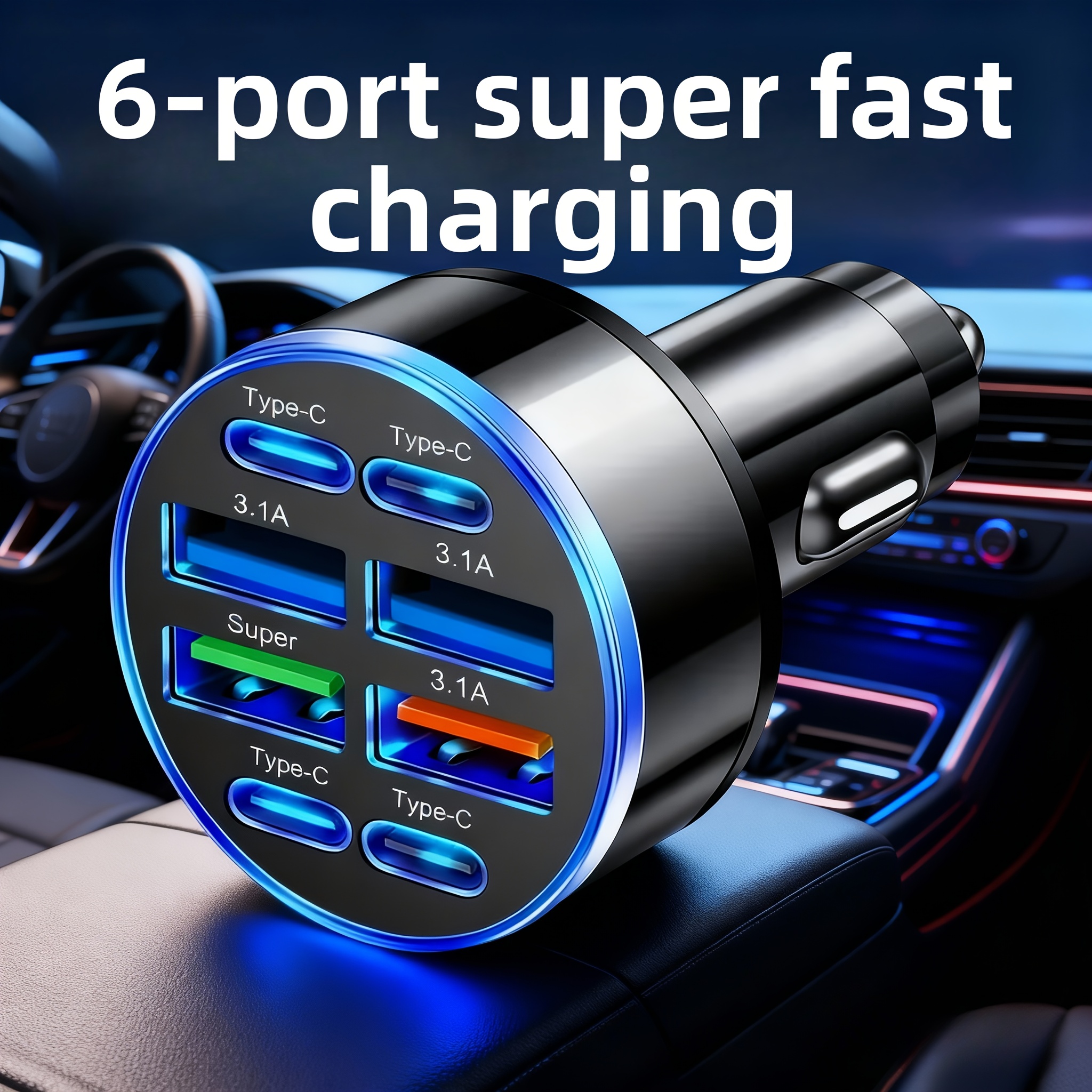 8-in-1 Phone Charger with QC3.0 Fast Charging, PD+USB Dual Output, LED Indicator Lights, Compact and Portable, Ideal for Home and Vehicle Use, Vehicle Charging Station | Modern Charging Station | Compact Charger