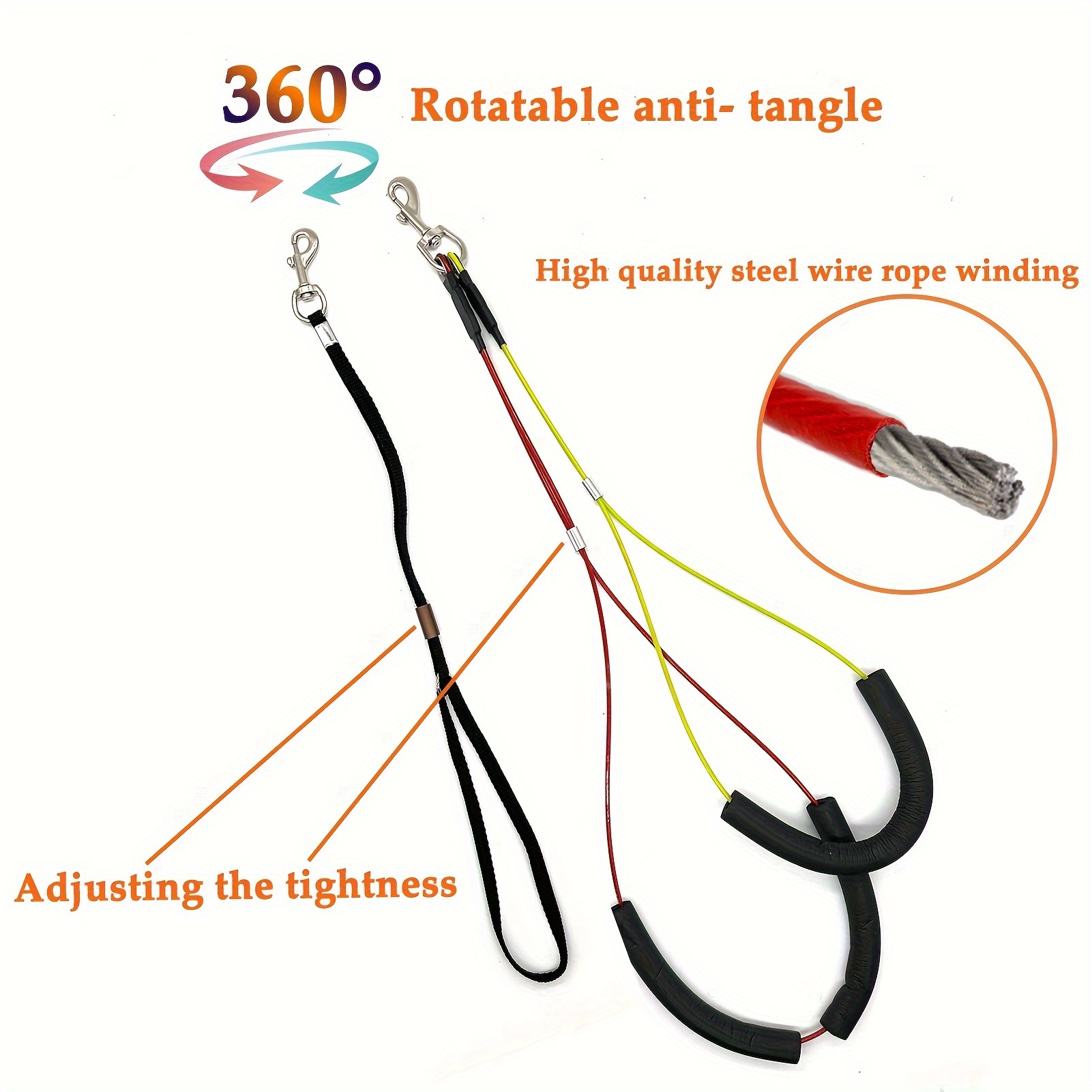 Adjustable 36" Dog Grooming Arm with Clamp - Sturdy Iron, No-Sit Haunch Holder, Three-Section Design for Medium, Small Dogs & Cats, Includes Colorful Ropes for Easy Positioning, Pet Grooming - Image 6