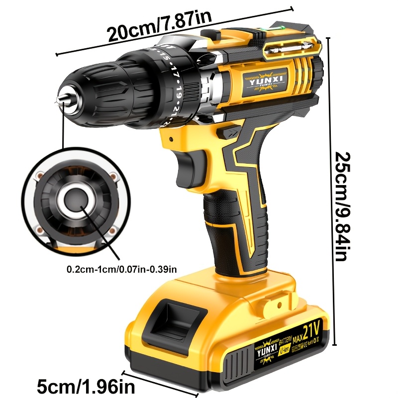 21V Household Multifunctional Cordless Drill, Tool Box Set, Power Tool, Equipped with High-capacity Battery And Fast Charger, Drill Bit, Toolbox (optional). Suitable for Gardening, Home Decoration, Outdoor Maintenance, And DIY Handmade Production. - Image 6