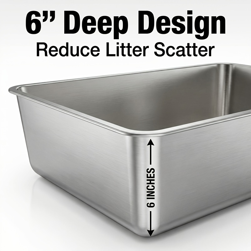 Heavy Duty Large Stainless Steel Cat Litter Box, Rust-Proof, Easy to Clean, for Big Cats and Rabbits, Long-Lasting Durability - Image 2