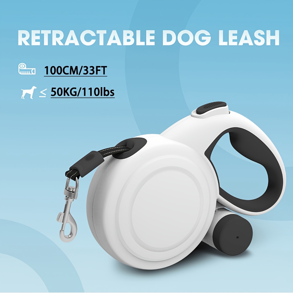 33ft Retractable Dog Leash with Reflective Strips, 360° Tangle-Free, One-Button Control & Sturdiness Nylon Material, Long Leash Retractable with Poop Bag Holder for Medium Large Dogs - Image 6