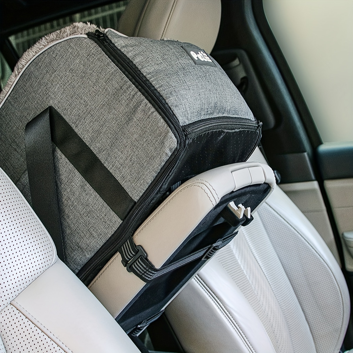 PETFANGFANG Cozy Pet Car Seat - Portable Dog & Cat Travel Bag with Secure Buckle Closure, Polyester Material for Small to Medium Pets - Image 5