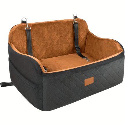 Dog Car Seat for Medium And Large Dogs, Pet Travel Car Bed with Seat Belt Pass-Through, Fully Removable And Washable Car Dog Seat with Adjustable Straps, 3 Straps for Easy Installation