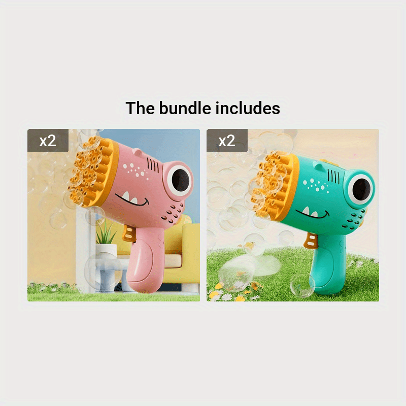 40-hole handheld dinosaur bubble machine fully automatic toy bubble gun without battery without bubble liquid outdoor wedding activity props Gatling multi-hole bubble gun Christmas toy gift - Image 5