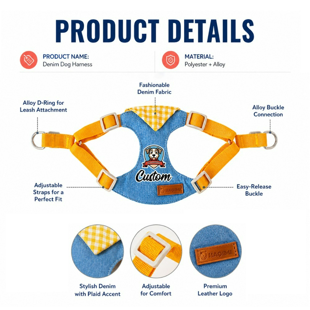 Personalized Fashion Plaid Pet Chest Harness Leash Set, Customizable Exclusive Name, Soft And Skin-Friendly Fabric, Adjustable Tightness to Prevent Escape And Pulling, Versatile for All Seasons, Machine Washable, Lightweight And Burden-Reducing - Image 2