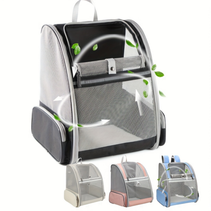 Breathable Mesh Pet Carrier Backpack, Foldable Cat Dog Travel Backpack, Ventilated Small Animal Outdoor Walking Bag with Side Pocket
